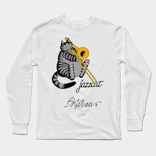 B Kliban Cat - cat plays saxophone Long Sleeve T-Shirt